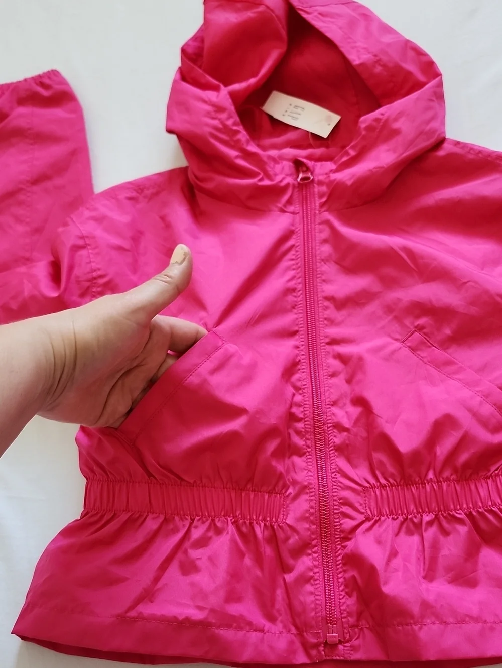 Gap Kids Girls Pink Hooded Ruffle Peplum Windbreaker Jacket M